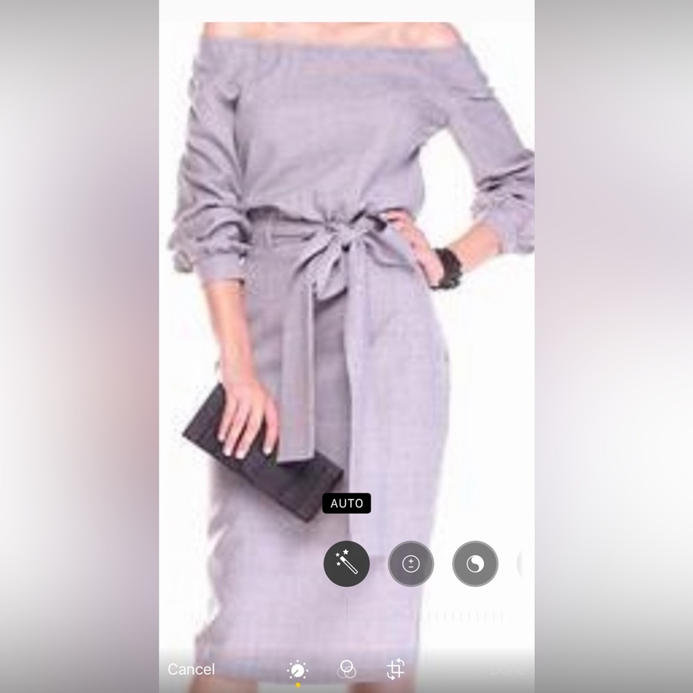 Rebecca TATTI Gray Linen Blend Off Shoulder Dress. Size‎ XS